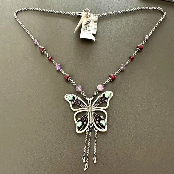 Brand New with Tags Lucky Brand Butterfly Beaded Necklace - Picture 2 of 6